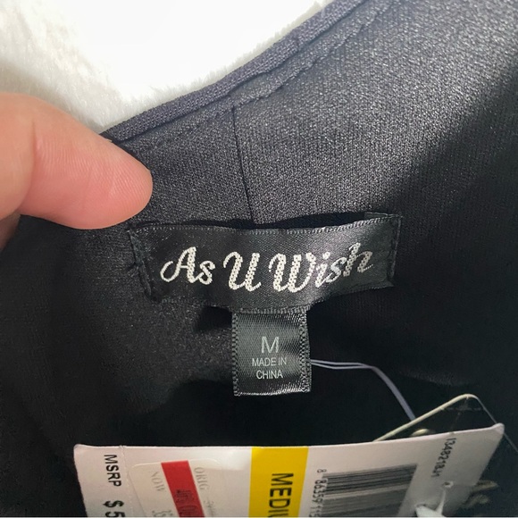 NWT Womens Size Medium Sparkly Black Sequin One Shoulder Mini Dress - Picture 6 of 9